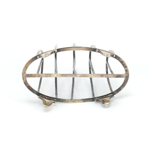 3935 - George V silver four slice toast rack by William Comyns & Sons, London 1914, 10cm wide, 68.3g