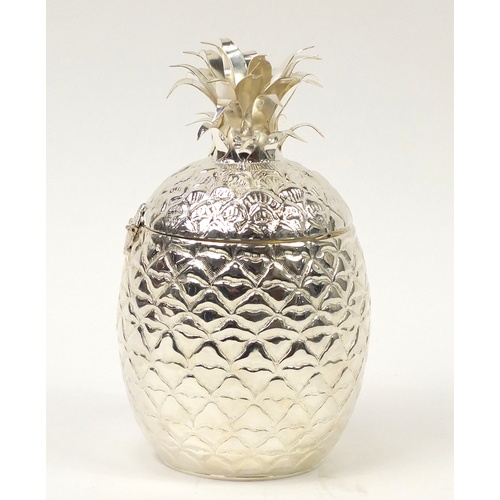 3973 - Large silver plated pineapple ice cooler, 33cm high