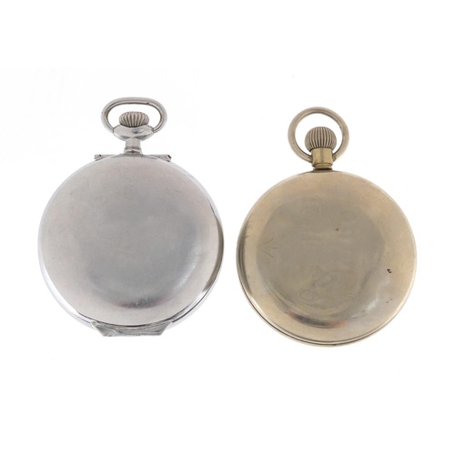 3120 - Two Military interest pocket watches comprising a Carley & Clements LD example and a Mentor alarm ex... 