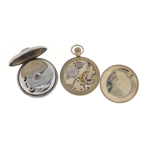 3120 - Two Military interest pocket watches comprising a Carley & Clements LD example and a Mentor alarm ex... 