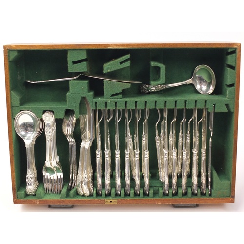 3361 - 1920's Atkin Brothers canteen of Queens pattern silver plated cutlery including a fish set, housed i... 