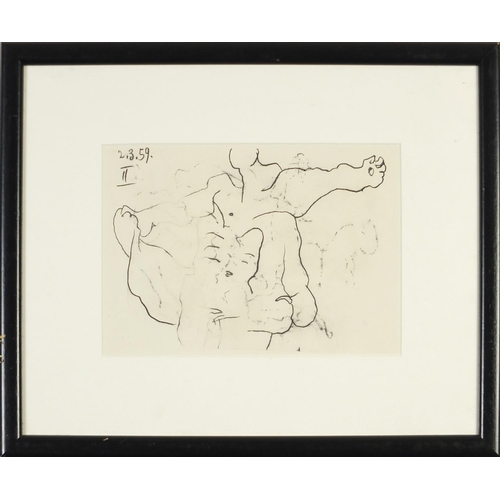 3859 - After Pablo Picasso - Figures and animals, four 1950's lithographs, mounted and framed, the largest ... 