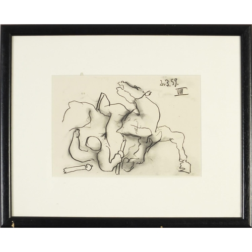 3859 - After Pablo Picasso - Figures and animals, four 1950's lithographs, mounted and framed, the largest ... 