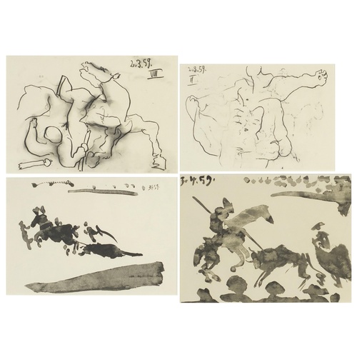 3859 - After Pablo Picasso - Figures and animals, four 1950's lithographs, mounted and framed, the largest ... 