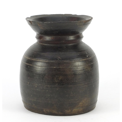 3448 - Antique turned treen vessel, 17cm high