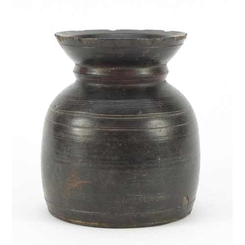 3448 - Antique turned treen vessel, 17cm high