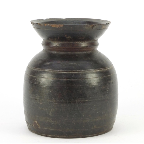 3448 - Antique turned treen vessel, 17cm high