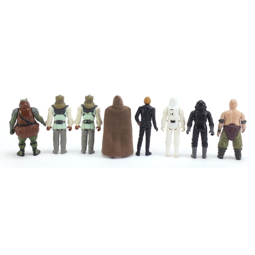 1247 - Eight 1980's Star Wars figures including Luke Skywalker