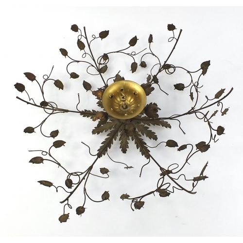 1439 - Italian Hollywood revival gilt metal six branch light fitting, 75cm in diameter