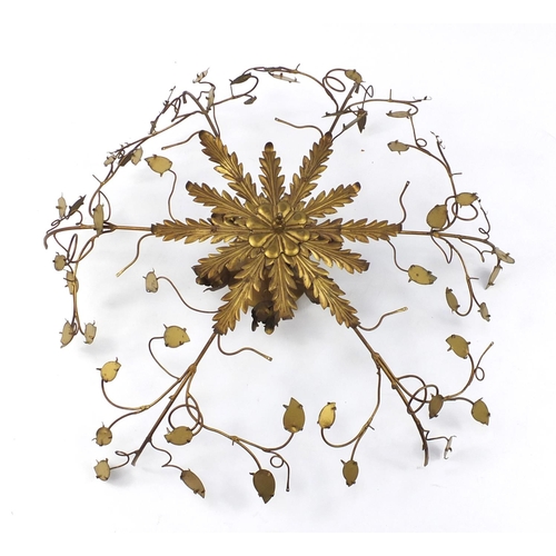 1439 - Italian Hollywood revival gilt metal six branch light fitting, 75cm in diameter