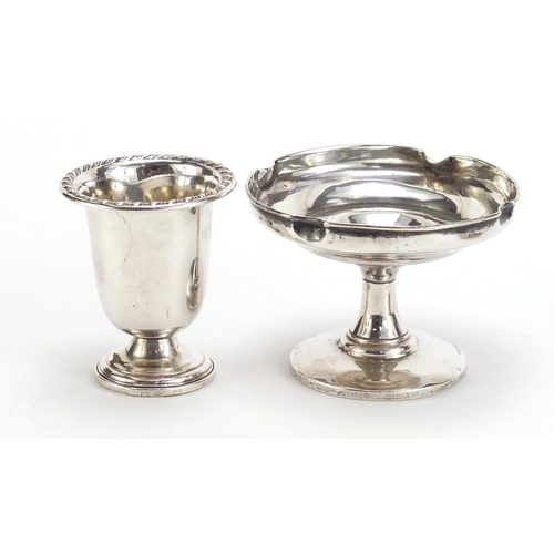 362 - Silver and white metal objects including a pedestal bon bon dish and two spoons, the largest 7.5cm h... 