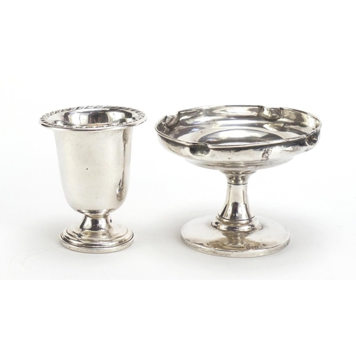 362 - Silver and white metal objects including a pedestal bon bon dish and two spoons, the largest 7.5cm h... 