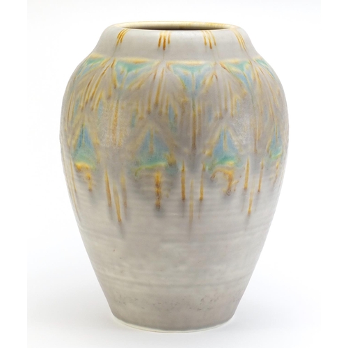 185 - Large Pilkingtons Royal Lancastrian vase having a mottled glaze by Gladys Rogers, 42cm high