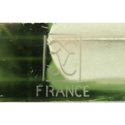 411 - French Art Deco mirrored glass tray by Jean Luce, etched monogram to one end, 53.5cm x 32cm
