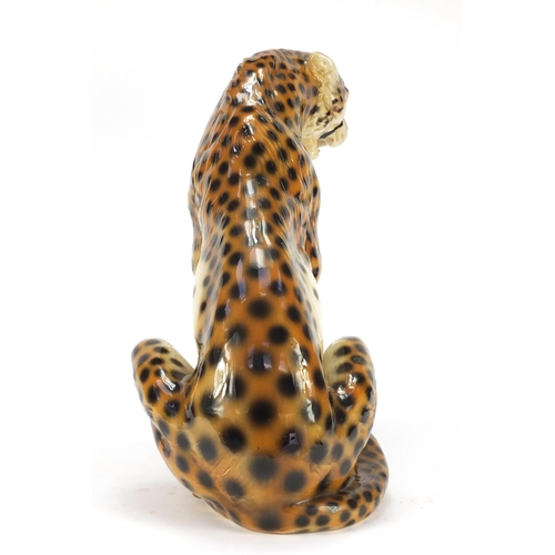 967 - Large ceramic seated cheetah, 42cm high