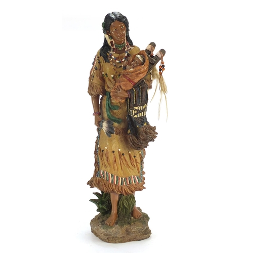 949 - Red Indian chief wall mask and a Mother with Child, the largest 60cm high