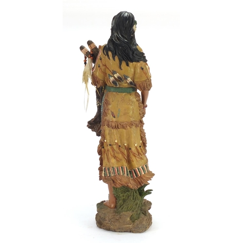 949 - Red Indian chief wall mask and a Mother with Child, the largest 60cm high