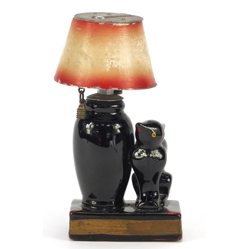 1217 - Vintage black cat table lighter, 13.5cm high