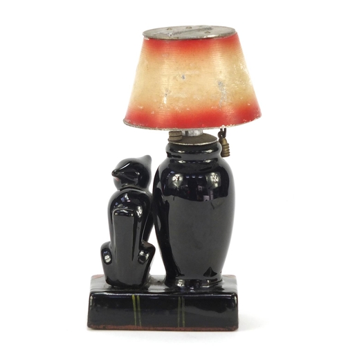 1217 - Vintage black cat table lighter, 13.5cm high