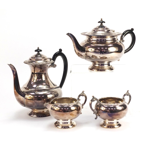 1272 - Silver plated four piece tea service by Oveida and a Viners silver plated tray, the largest 31cm in ... 