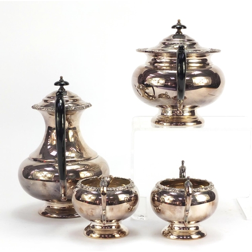 1272 - Silver plated four piece tea service by Oveida and a Viners silver plated tray, the largest 31cm in ... 