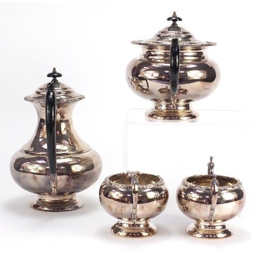 1272 - Silver plated four piece tea service by Oveida and a Viners silver plated tray, the largest 31cm in ... 