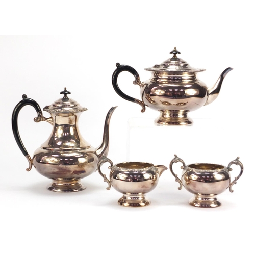 1272 - Silver plated four piece tea service by Oveida and a Viners silver plated tray, the largest 31cm in ... 