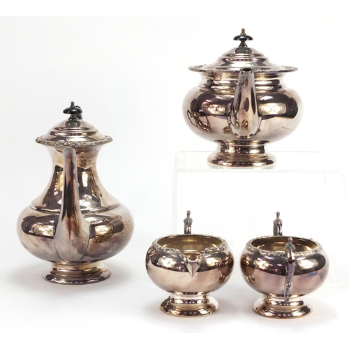 1272 - Silver plated four piece tea service by Oveida and a Viners silver plated tray, the largest 31cm in ... 