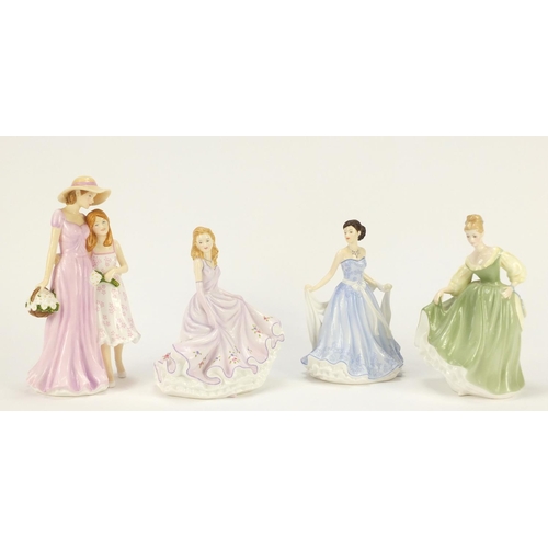 917 - Four Royal Doulton figurines including Togetherness HN5589 and Danielle HN5529, the largest 22.5cm h... 