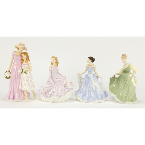 917 - Four Royal Doulton figurines including Togetherness HN5589 and Danielle HN5529, the largest 22.5cm h... 