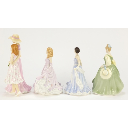 917 - Four Royal Doulton figurines including Togetherness HN5589 and Danielle HN5529, the largest 22.5cm h... 