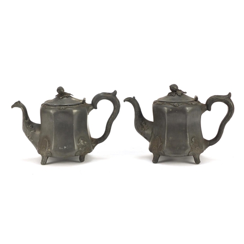 1253 - Two Richard Parkin & Son Sheffield pewter teapots, each 16.5cm high