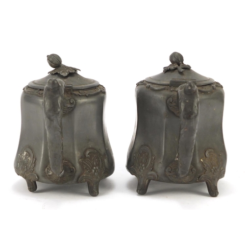 1253 - Two Richard Parkin & Son Sheffield pewter teapots, each 16.5cm high