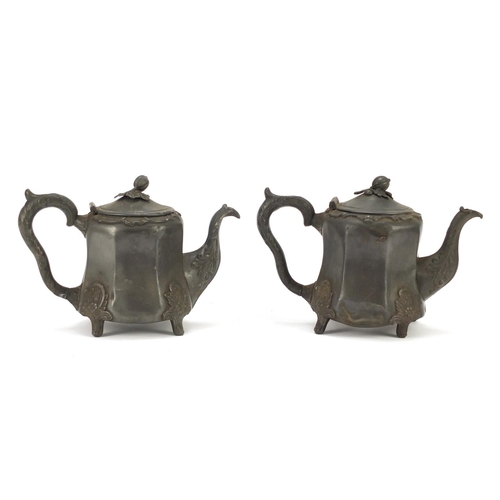 1253 - Two Richard Parkin & Son Sheffield pewter teapots, each 16.5cm high