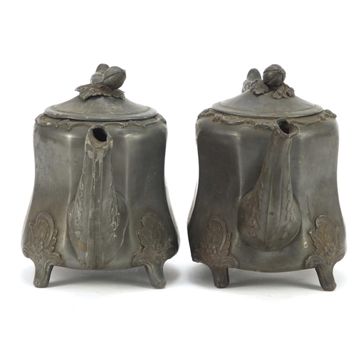 1253 - Two Richard Parkin & Son Sheffield pewter teapots, each 16.5cm high