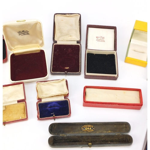 1279 - Victorian and later jewellery and medallion boxes,some tooled leather including John Pinches