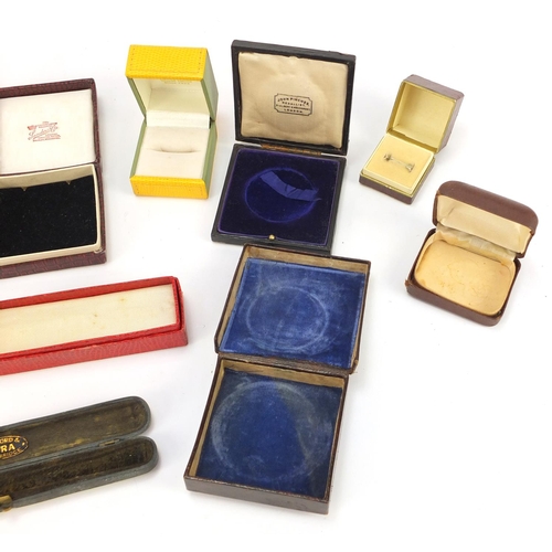 1279 - Victorian and later jewellery and medallion boxes,some tooled leather including John Pinches