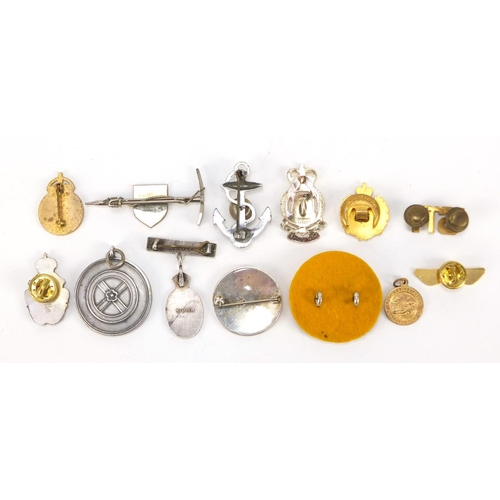 1446 - Military and other badges and lapels including silver and enamel Royal Corps of Signals and silver K... 