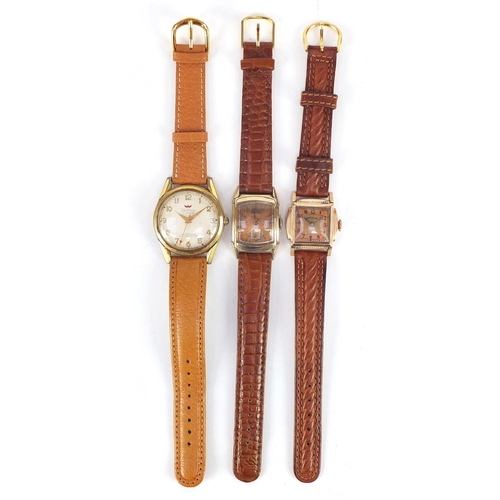 1350 - Three vintage gentlemen's wristwatches comprising Waltham, the largest 35mm in diameter