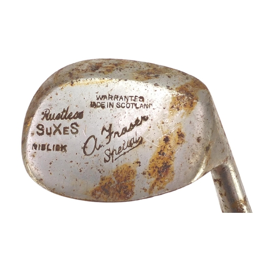 775 - Wooden shafted Rustless SuXes Niblick - A Fraser Special, made in Scotland together with a Mills New... 