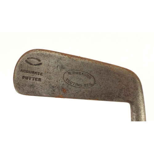 770 - Brass headed FH Ayres Ltd wooden shafted golf putter together with an M Daragon Tooting Bec accurate... 