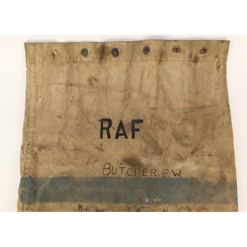 674 - Military interest World War 11 RAF kit bag for E.W.  Butcher 1868049, SR Norway Trondhereim, 72cm x ... 