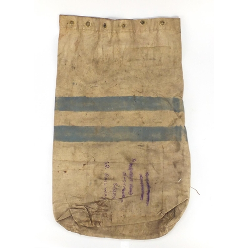 674 - Military interest World War 11 RAF kit bag for E.W.  Butcher 1868049, SR Norway Trondhereim, 72cm x ... 