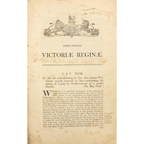 1464 - Railway interest the 1845 Wilts, Somerset and Weymouth railway land clauses consolidation act, 32cm ... 