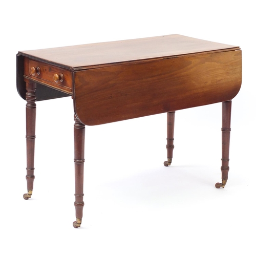 1606 - Victorian mahogany Pembroke table, 70cm H x 48cm W x 90.5cm D when closed