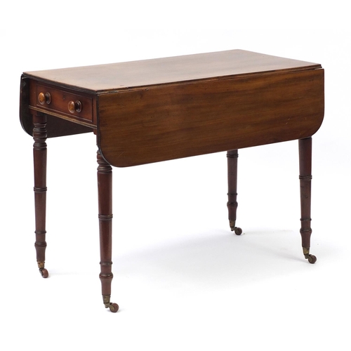 1606 - Victorian mahogany Pembroke table, 70cm H x 48cm W x 90.5cm D when closed