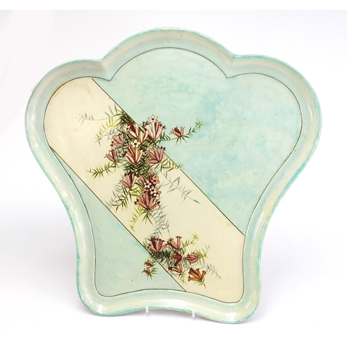 863 - Doulton Lambeth faience plaque hand painted with flowers, numbered 548, 46.5cm high x 47cm wide