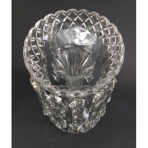 8 - Victorian cut glass lustre with drops, 30.5cm high