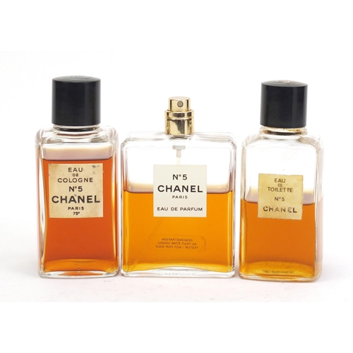 1157 - Three vintage bottles of Chanel no5 perfume