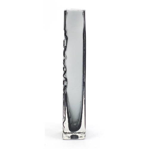 11 - Whitefriars totem pole glass vase in pewter or willow designed by Geoffrey Baxter, 27cm high